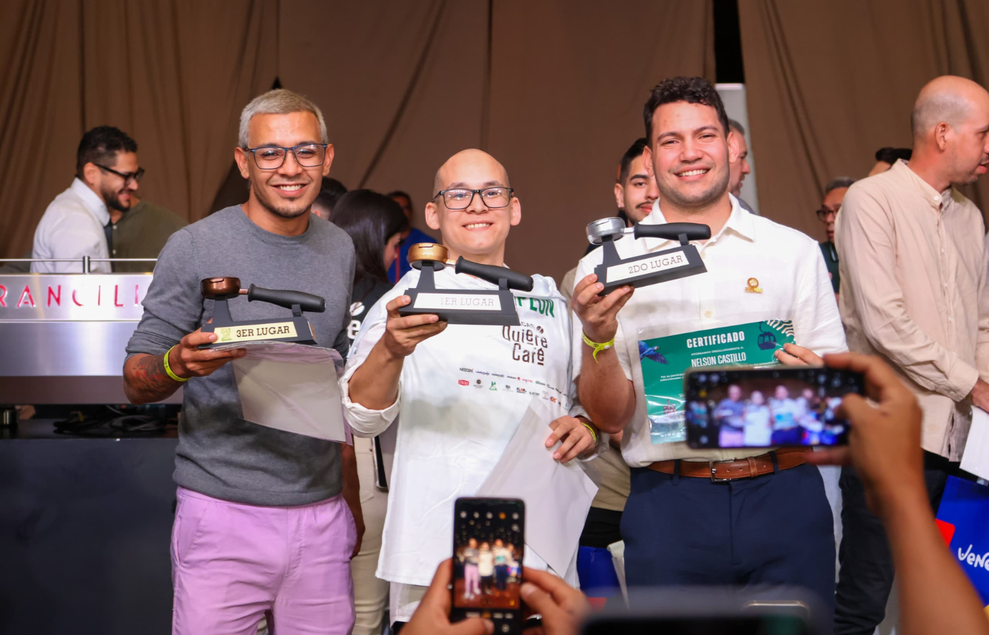 5ta Edición de Caracas Quiere Café _ Oscar González (3er lugar), Marco Arévalo (1er lugar) y Nelson Castillo (2do lugar)